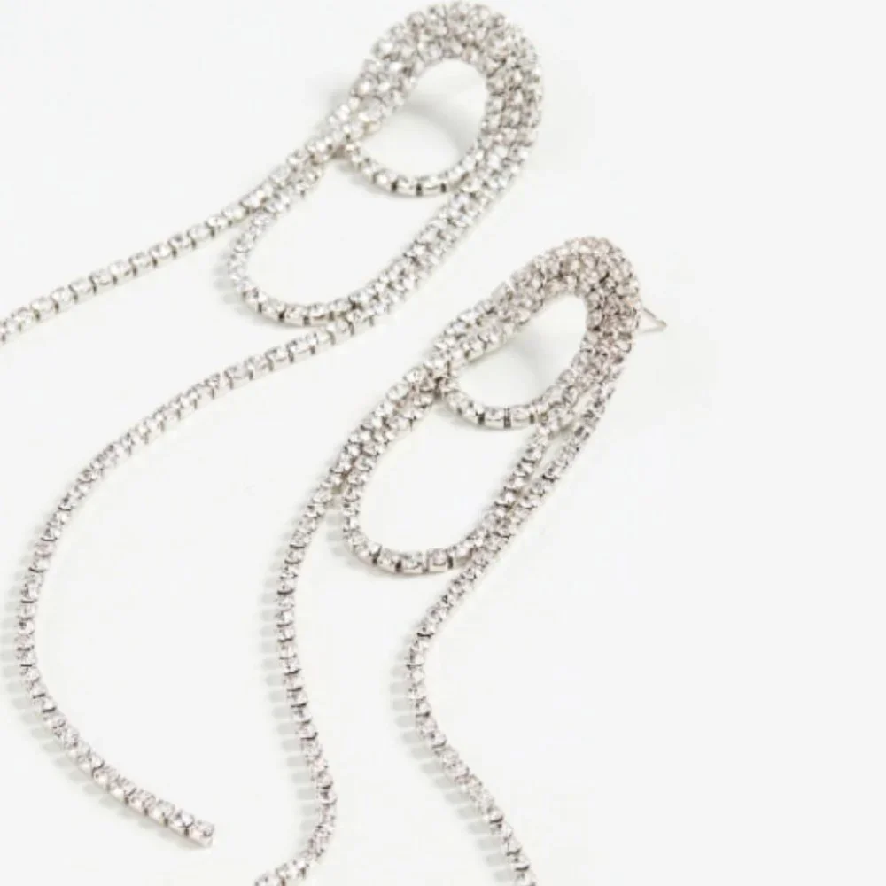 New ~ Anthropologie Shashi "Vroom" Long Rhinestone Earrings